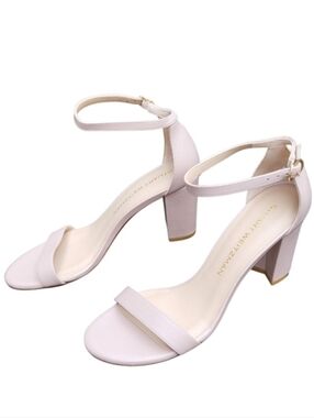 Stuart Weitzman NEARLYNUDE Strap Sandal with Block Heel in 'Ballet' -Size 7.5B